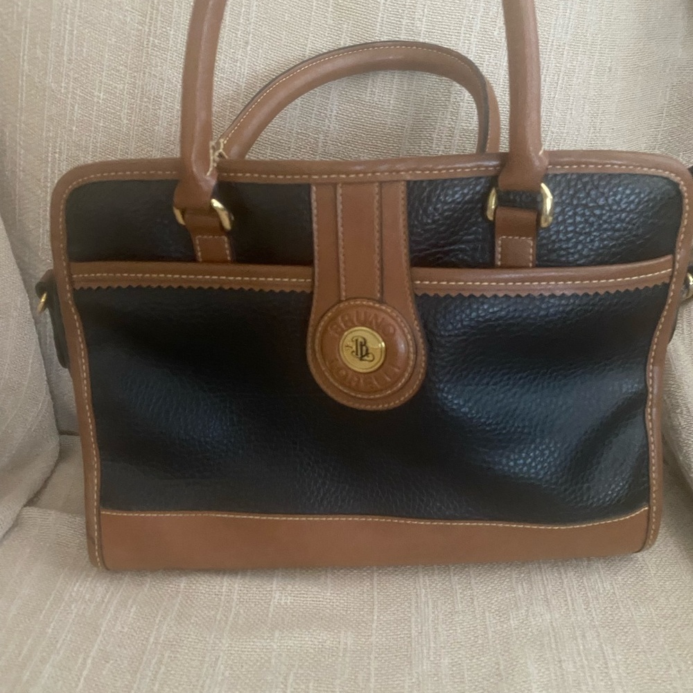 Classic Black and Brown Leather Handbag